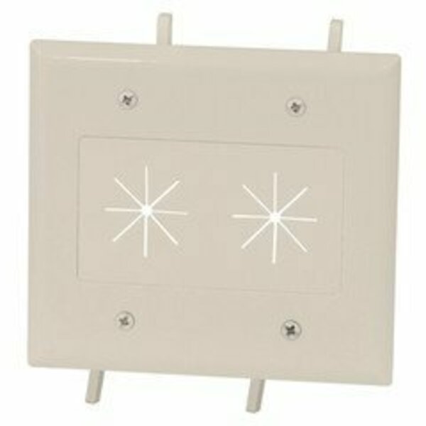 Swe-Tech 3C Easy Mount Series Dual Gang Cable Passthrough Wall Plate with Flexible Opening, Lite Almond FWT45-0015-LA